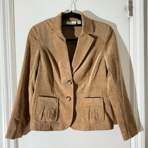 Studio Works Tan Tailored Blazer with Notched Lapels Women’s 4P Corduroy
